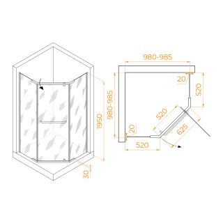 Душевой уголок RGW PA-081B 35088100-14 100x100см чёрный